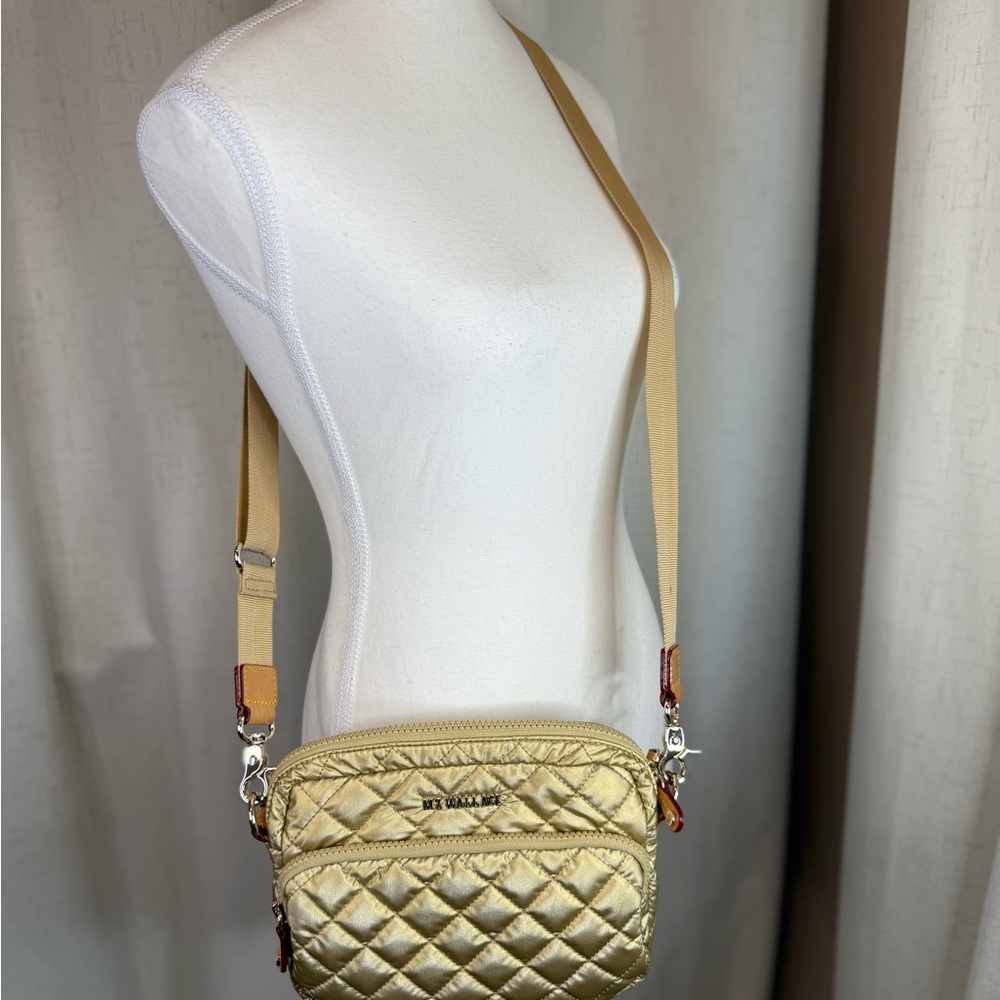 MZ Wallace Gold Metro Camera Quilted Crossbody Bag - Picture 2 of 11
